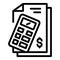 Pension money calculator icon, outline style