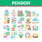 Pension Retirement Collection Icons Set Vector