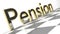 Pension sign in golden glossy letters