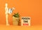 Pension time bomb symbol. Concept words Pension time bomb on wooden blocks on a beautiful orange table orange background.