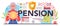 Pension typographic header. Compensation supplementing employee's salary