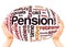 Pension word cloud hand sphere concept