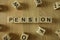 Pension word from wooden blocks