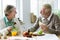 Pensioner Elderly Couple Eating Brunch Concept