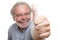 Pensioner holds thumbs up