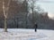 Pensioner on a winter walk in the Park.