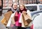 Pensioners couple with shopping bags