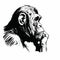 Pensive Chimpanzee: Hand Drawn Portrait In High Contrast Black And White