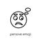 pensive emoji icon. Trendy modern flat linear vector pensive emo