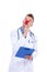 Pensive fake clown doctor with red nose