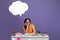 Pensive indian woman thinking with speech bubble