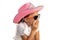 Pensive Little Girl with Cowboy Hat and Sunglasses