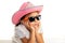 Pensive Little Girl with Cowboy Hat and Sunglasses