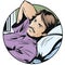 Pensive man in bed. Stock illustration.