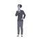 Pensive Office Man Character Thinking and Considering Something Vector Illustration