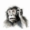 Pensive Portraiture Monkey With Cell Phone Gesture Drawing Illustration