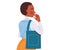 Pensive Woman Character with Bag Thinking and Considering Something Vector Illustration