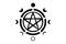 Pentacle circle symbol and Phases of the moon. Wiccan symbol, full moon, waning, waxing, first quarter, gibbous, crescent, LOGO