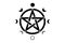 Pentacle circle symbol and Phases of the moon. Wiccan symbol, full moon, waning, waxing, first quarter, gibbous, crescent, third