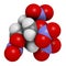 Pentaerythritol tetranitrate (PETN) explosive molecule. Also used as angina drug (nitrate class). Atoms are represented as spheres