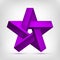 Pentagonal illusion star. Five-pointed unreal purple shape, nonexistent geometry object, abstract vector design