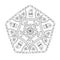 Pentagonal mandala with cactus. Black lines on a white background. Coloring page