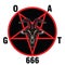 Pentagram with demon Baphomet. Satanic goat head