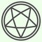 Pentagram line icon. Mystical gothic five pointed star in circle outline style pictogram on white background. Occult