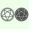 Pentagram line and solid icon. Mystical gothic five pointed star circle outline style pictogram on white background