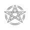 Pentagram linear icon. Thin line illustration. Occult ritual pentacle. Devil star. Satanic cult, wiccan pagan symbol