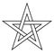 Pentagram sign - five-pointed star. Magical symbol of faith. Simple flat white illustration with black outline