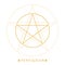 Pentagram sign. Five-pointed star. Protective amulet for witches. Symbol witch in gold color on white background. Line art