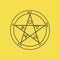 Pentagram sign icon. Five-pointed star with symbols of earth, air, fire, water and spirit. Protective amulet, symbol of witchcraft