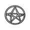 Pentagram symbol. Magic pentacle circle. Mystic and occult symbols. Halloween and esoteric witchcraft. Hand drawn sketch