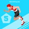 Pentathlon Summer Games Icon Set.3D Isometric Athlete Pentathlete.Olympics Modern Pentathlon Running Swimming Shooting Fencing