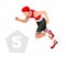 Pentathlon Summer Games Icon Set.3D Isometric Athlete Pentathlete.Olympics Modern Pentathlon Running Swimming Shooting Fencing