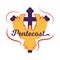 Pentecost Sunday catholic dove bird icon logo symbol typography design vector poster art illustration