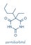 Pentobarbital pentobarbitone barbiturate sedative, chemical structure Skeletal formula.