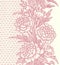 Peonies. Vertical lace Seamless Pattern.