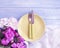 Peony flower plate on wooden background beautiful