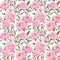 Peony pink flowers. Floral repeating pattern. Watercolor