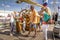 People are aboard the big ships and can look at the many different exciting things. Tall Ships Races in Esbjerg harbor