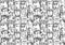 People abstract faces avatars characters black and white seamless pattern