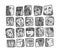 People abstract faces avatars characters grayscale icons set