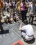 People admire the hand and Footprints of Harry Potter