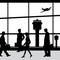 People in Airport lounge silhouettes Vector illustration