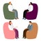 People in armchairs. Cartoon men and women sit in chairs for relaxing and talking, relaxing or psychotherapy vector