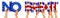 People arms hands holding up wooden letter lettering forming words no brexit in union jack uk national and european flag colors