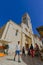 People around the Lutheran Church of the Redeemer in the old city of Jerusalem