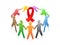 People around the red ribbon AIDS symbol